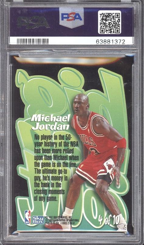 MICHAEL JORDAN PSA 6 1996 SKYBOX Z FORCE 4 BIG MEN ON