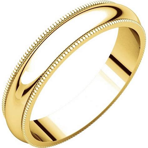 Th23864 14k Gold 4mm Milgrain Edge Comfort Fit Wedding Band