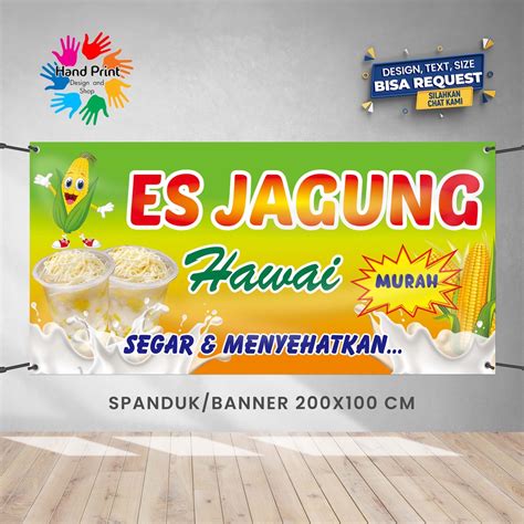 Jual Spanduk Banner Es Jagung Hawai Warna Kuning Minuman Segar Ukuran