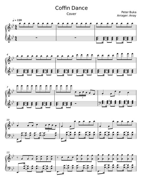 Astronomia Coffin Dance Vicetone Sheet Music For Piano Solo