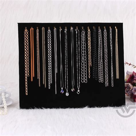 17 Hooks Black Velvet Necklace Rack Jewelry Display Pendant Chain Shelf