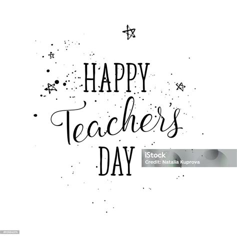 Label Happy Teachers Day Kartu Ucapan Poster Kutipan Vektor Pada Latar Belakang Putih Dengan