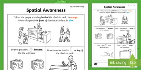 Up Up And Away Spatial Awareness Worksheet Teacher Made