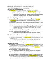 PSYCH Notes Exam 1 Docx Chapter 1 Psychology And Scientific