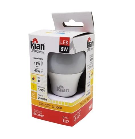 Lâmpada Led 6w 3000k Kian