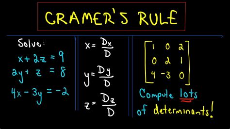 Cramers Rule To Solve A System Of 3 Linear Equations Example 1 Youtube