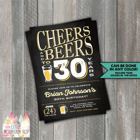 Cheers And Beers To 30 Years Birthday Invitation Cheers And Beers To