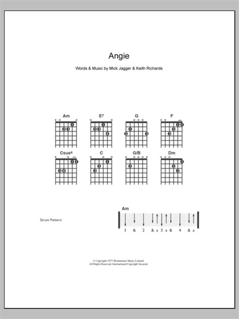 Angie By The Rolling Stones Sheet Music For Easy Guitar At Sheet Music Direct