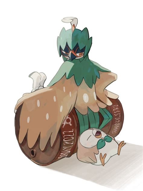 Rowlet And Decidueye Pokemon Drawn By Mokuzoumokussbu Danbooru