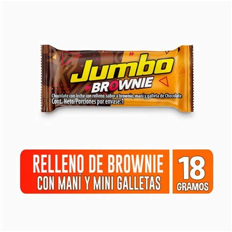 Chocolatina Jumbo Relleno De Brownie Con Maní Y Mini Galleta x 18gr