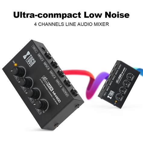 XTUGA 4 Channel Sound Mixer Professional Ultra Low Noise Audio Sound