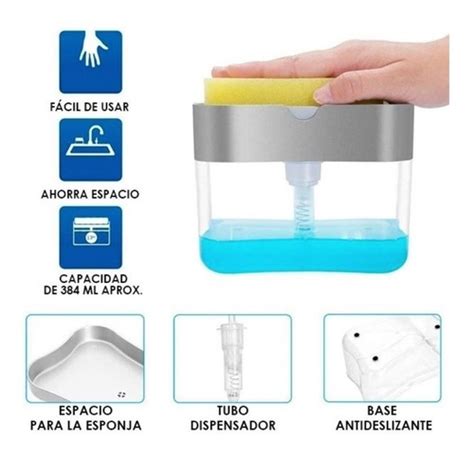 Kit Limpieza Cocina Dispensador Jabón Cepillo Esponja Meses Sin Intereses