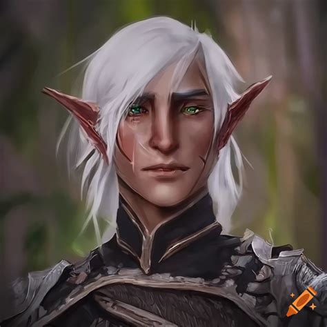 Handsome Young Fenris From Dragon Age 2 With White Messy Hair And Green