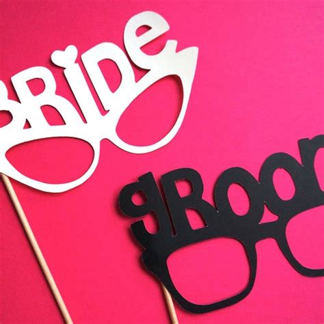 Photo Booth Props Bride And Groom Glasses Set Of 2 Etsy