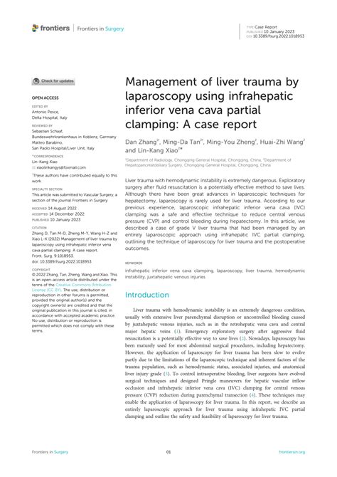 Pdf Management Of Liver Trauma By Laparoscopy Using Infrahepatic