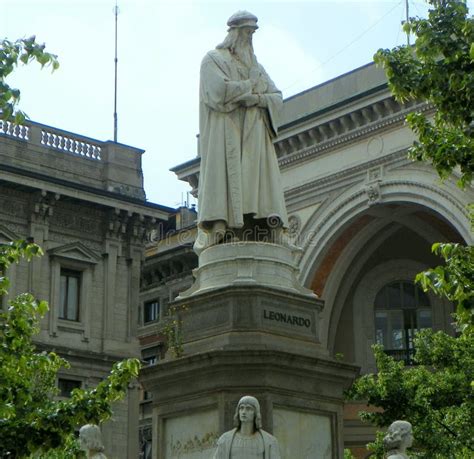 Italy Milan Piazza Della Scala Monument To Leonardo Da Vinci Photo