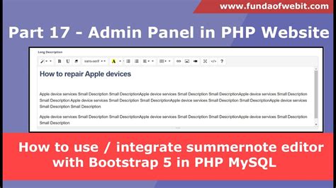 Part How To Use Integrate Summernote Editor With Bootstrap In