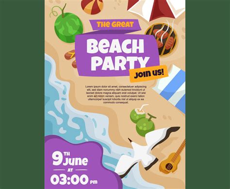 Beach Party Poster Template Freevectors