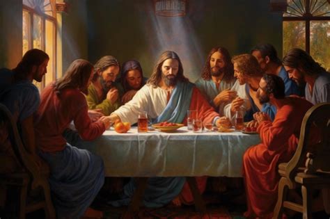 La Ultima Cena Es Un Cuadro De Jesus En La Mesa Foto Premium