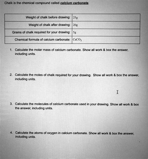 SOLVED Chalk Is Ihe Chemical Compound Called Calcium Cartonate Weight