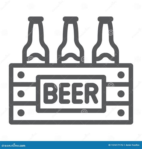 Case Of Beer Line Icon Alcohol And Drink Pack Of Beer Bottles Sign