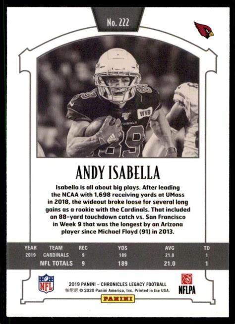 Panini Chronicles Legacy Update Rookies Andy Isabella Arizona