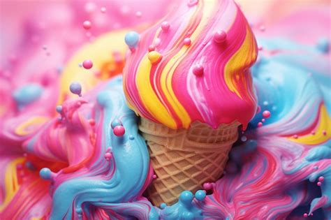 Free Ai Image Colorful Ice Cream Dripping Backgrounds Tasty Refreshing