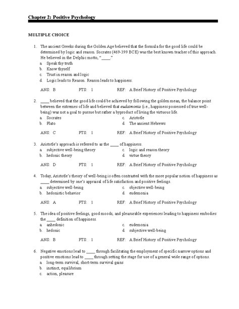 Chapter 2: Positive Psychology MCQs and Key Concepts for Harrington