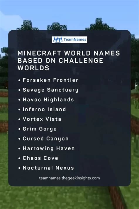 Top 600 Minecraft World Names Teamnames