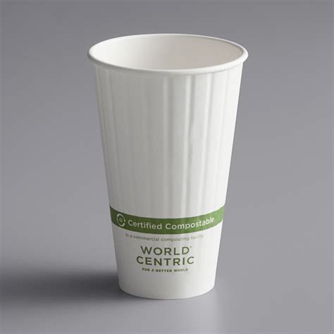 World Centric Notree Oz White Compostable Double Wall Paper Hot Cup