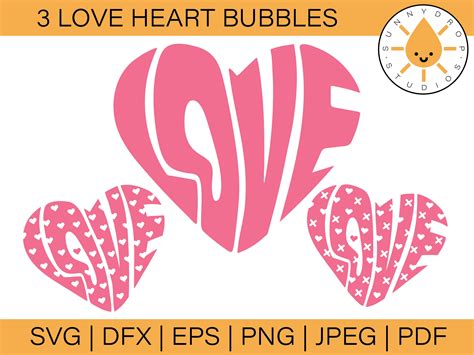 Bubble Love Heart Svg Bubble Heart Svg Retro Love Svg Etsy México