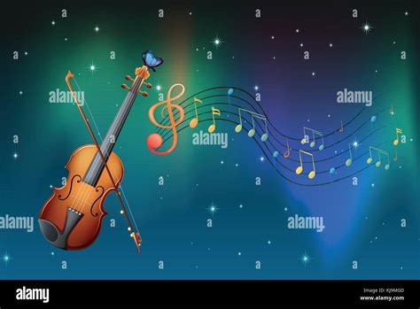 illustration   string instrument   butterfly  musical notes
