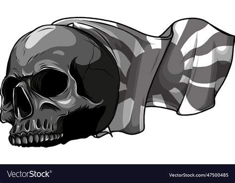 Monochromatic Of Skull With Japan Royalty Free Vector Image