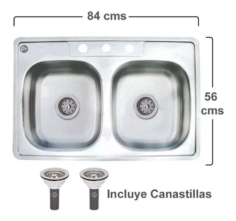 Lavaplatos Doble Poceta 84 56 Cms Acero Inoxidable Mercado Libre