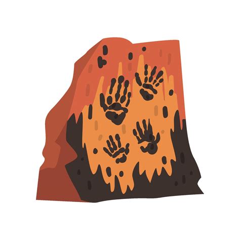 Prints of Palms of Prehistoric People on Stone, Cave Drawings
