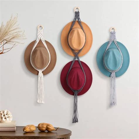 Amazon Topretty Macrame Hat Hangers Boho Hats Rack Rope Woven Hat