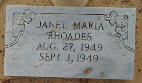 Janet Maria Rhoades 1949 1949 Memorial Find A Grave