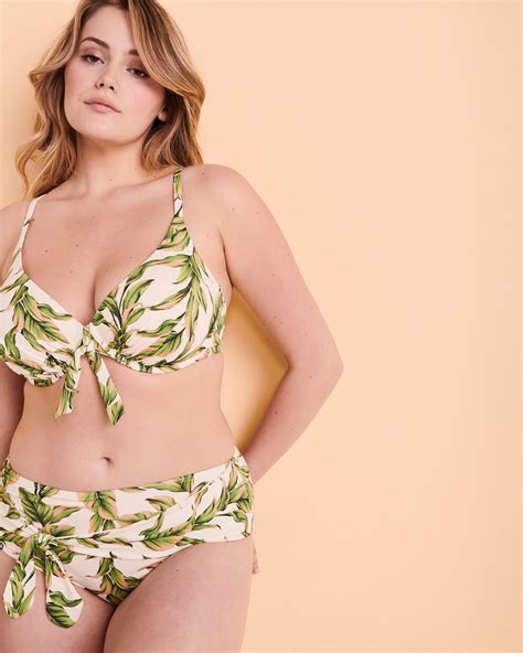 TURQUOISE COUTURE Jungle Leaves D Cup Push Up Bikini Top Jungle