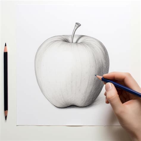 Premium Photo | Realistic Pencil Drawing Of An Apple With ...