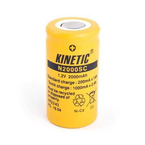 NiCd 2000mAh, 1,2V, 42,5x22,1мм Kinetic, никель-кадмиевый аккумулятор ...