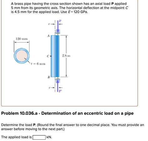 Solved A Brass Pipe Having The Cross Section Shown Has An Axial Load P