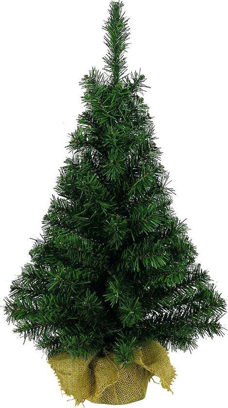 Everlands Mini Kerstboom Groen In Jute Zak 45 Cm Bol