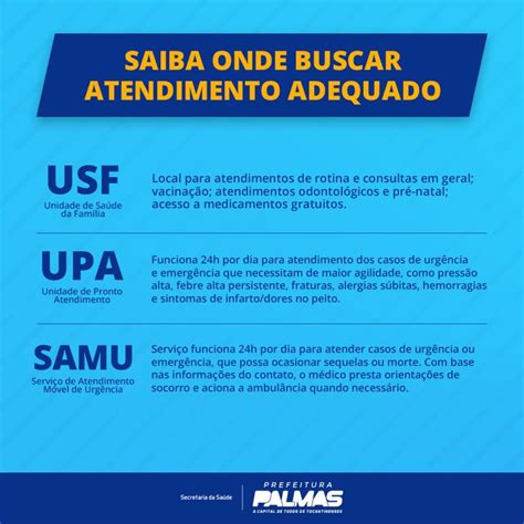 Palmas Semus Orienta Em Quais Situações Procurar Unidades De Saúde