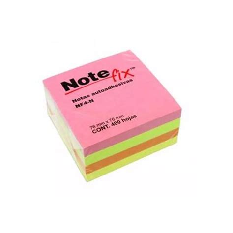 NOTA ADHESIVA NOTEFIX 3X3 400H NEON NF4N Atado De 2 Pzas Super Papelera