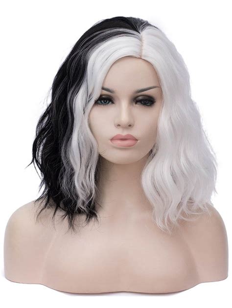 Medium Side Parting Natural Wavy Two Tone Cosplay Synthetic Wig