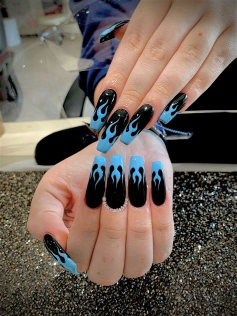 Blue Fire Nails Design Artofit