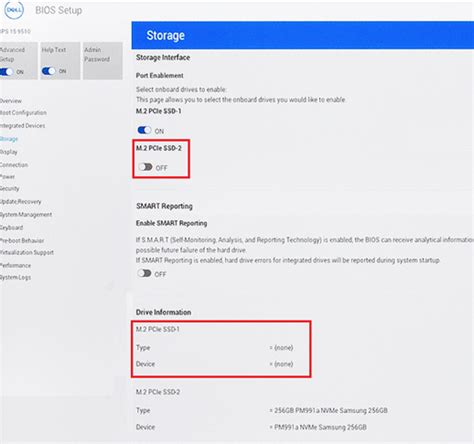 Precision 5560 Or Xps 15 9510 Bios Port Enablement On Ssd1 And Ssd2