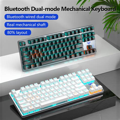 AULA F3287 87 Key Wired Keyboard 2.4g Bluetooth Mechanical Dual-Mode ...