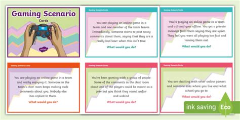 Ks2 Gaming Scenario Cards Internet Safety Teacher Made