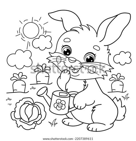 Coloring Page Outline Cartoon Cute Bunny Stock Vector (Royalty Free ...